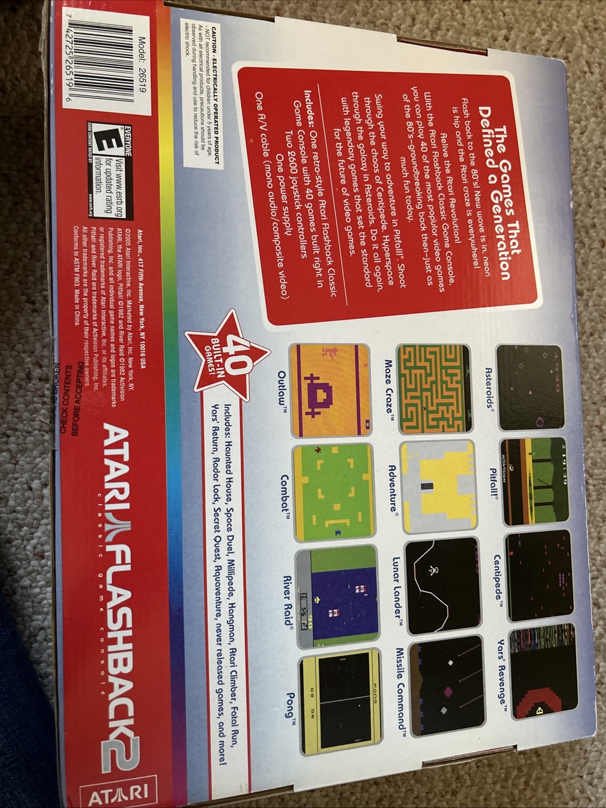 2005 ATARI Flashback 2 Classic Game Console 40 Games Joysticks 2600 Retro Box