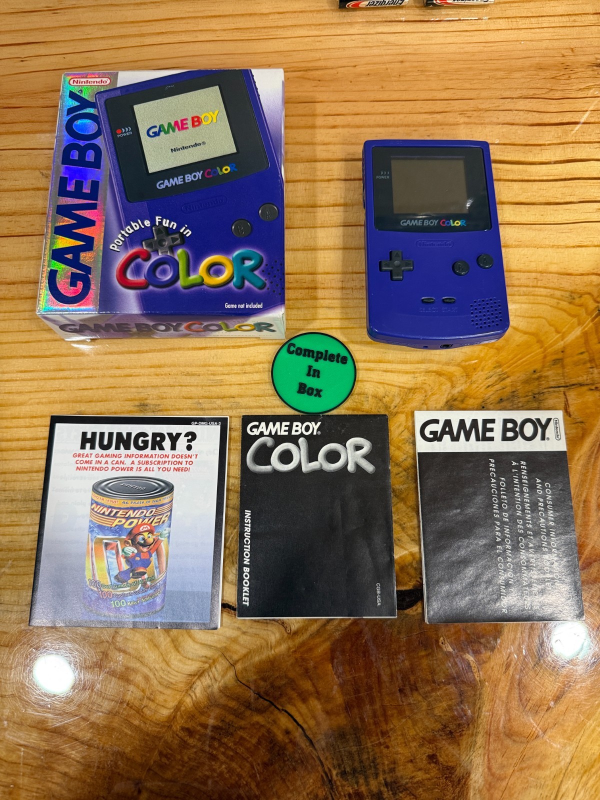 Nintendo Game Boy Color Handheld Console Grape (Complete) *1st PRINT!*
