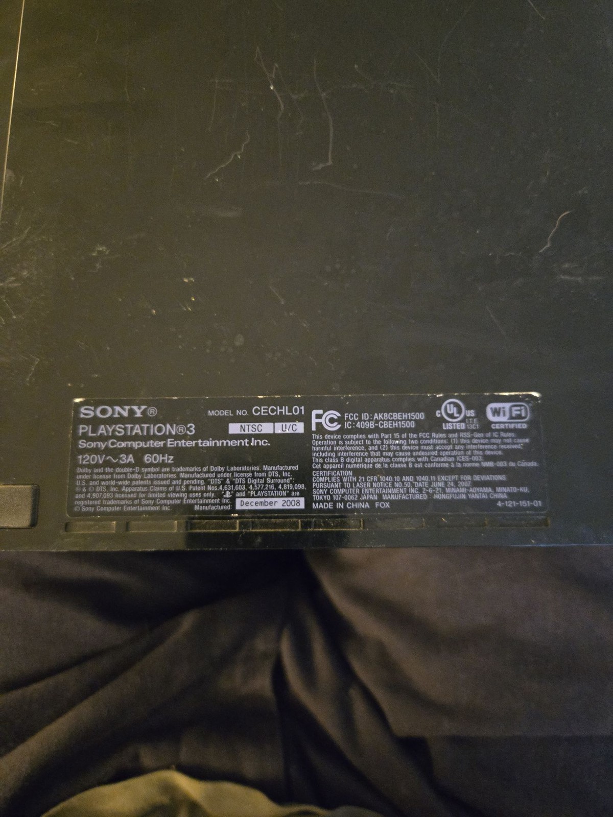 Sony PlayStation 3 Original Fat Console Model CECHH01 40GB Black