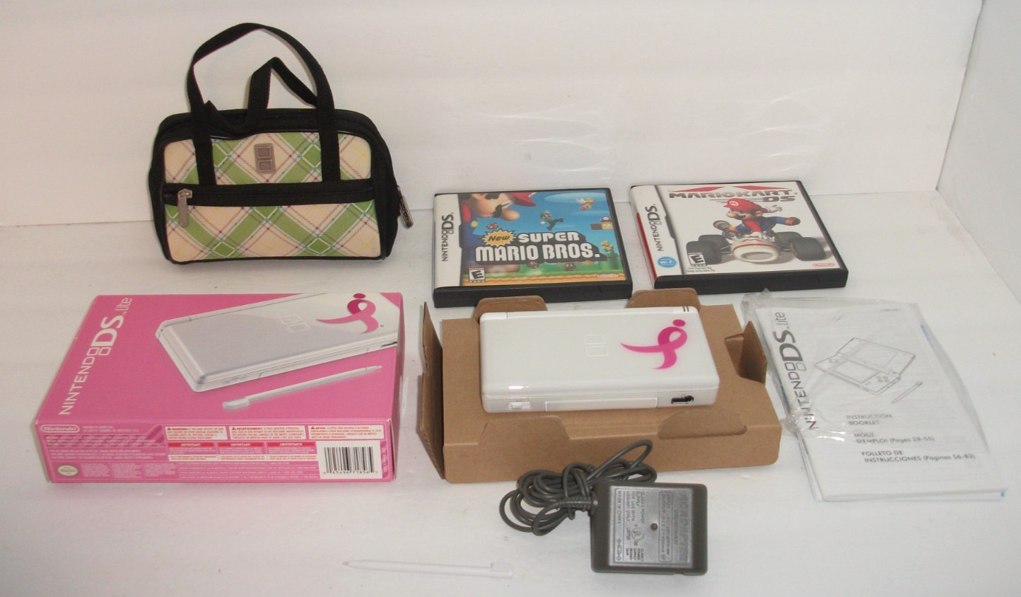 Nintendo DS Lite Pink Ribbon Polar White – Susan G Komen Breast Cancer + 2 Games