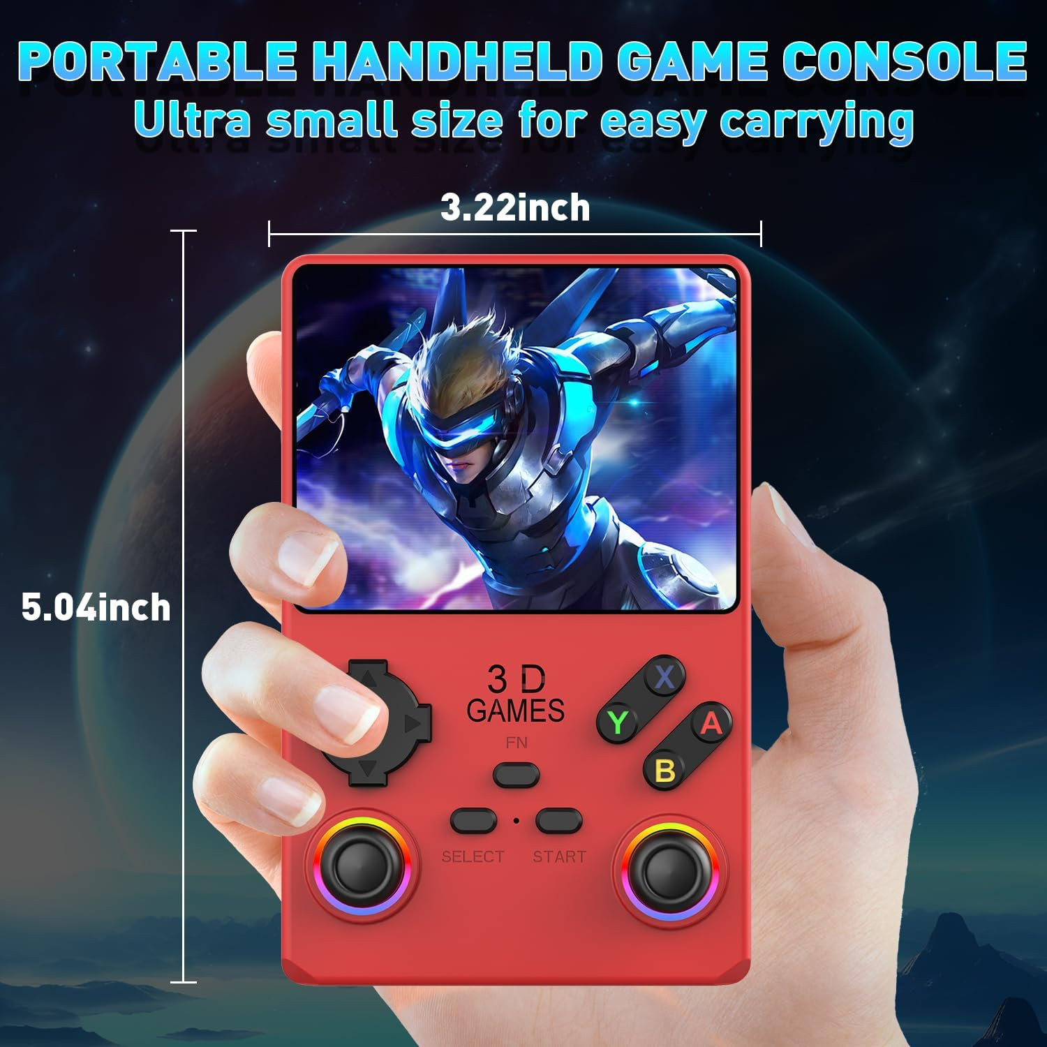 Hugawello R40 PRO Handheld Console, 35,000 Games, 3.5″ IPS, 256GB, Red
