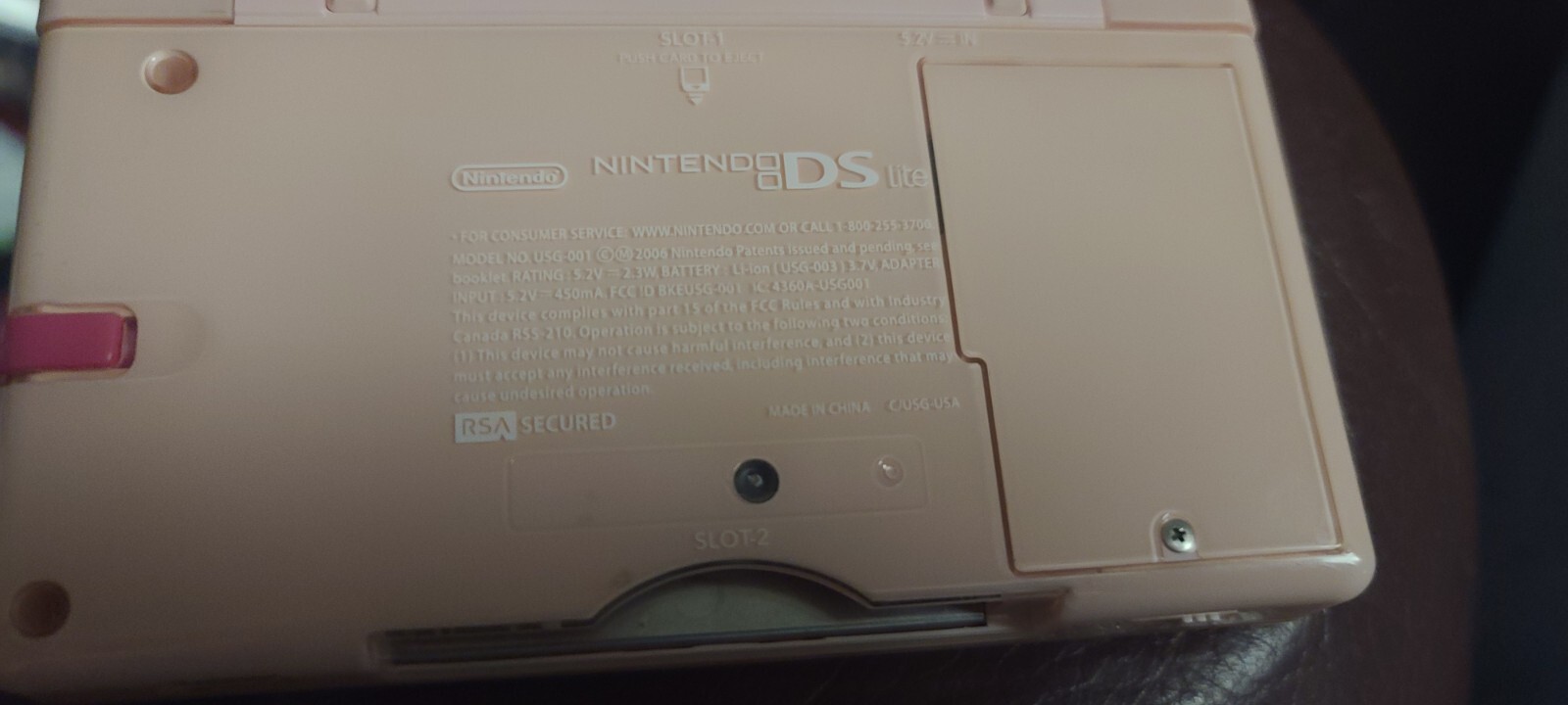 Nintendo DS Lite Handheld Console with Stylus and Wall Charger coral pink
