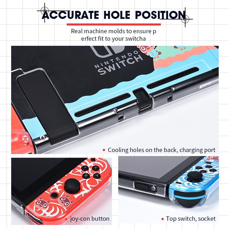 Crystal Protective Case for Switch – Clear PC Shell, Cute Animal Forest Bear Des