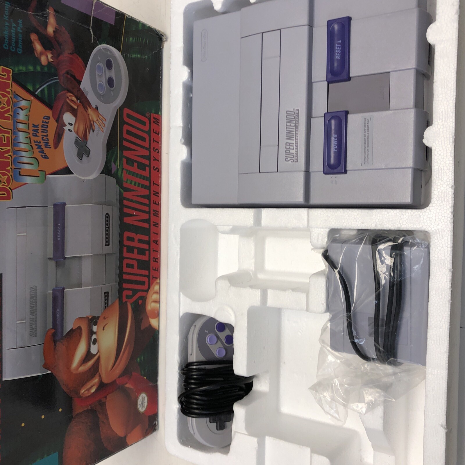 Super Nintendo Donkey Kong Country SNES System Console Missing Parts See Pics