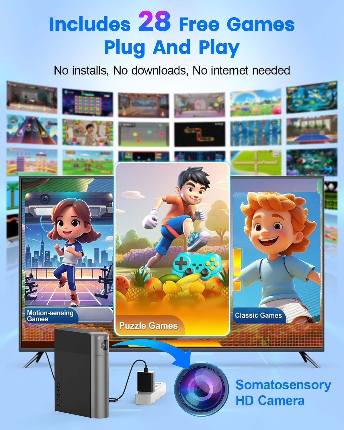 MetFut Motion Video Game Console, Plug & Play AR Camera Games