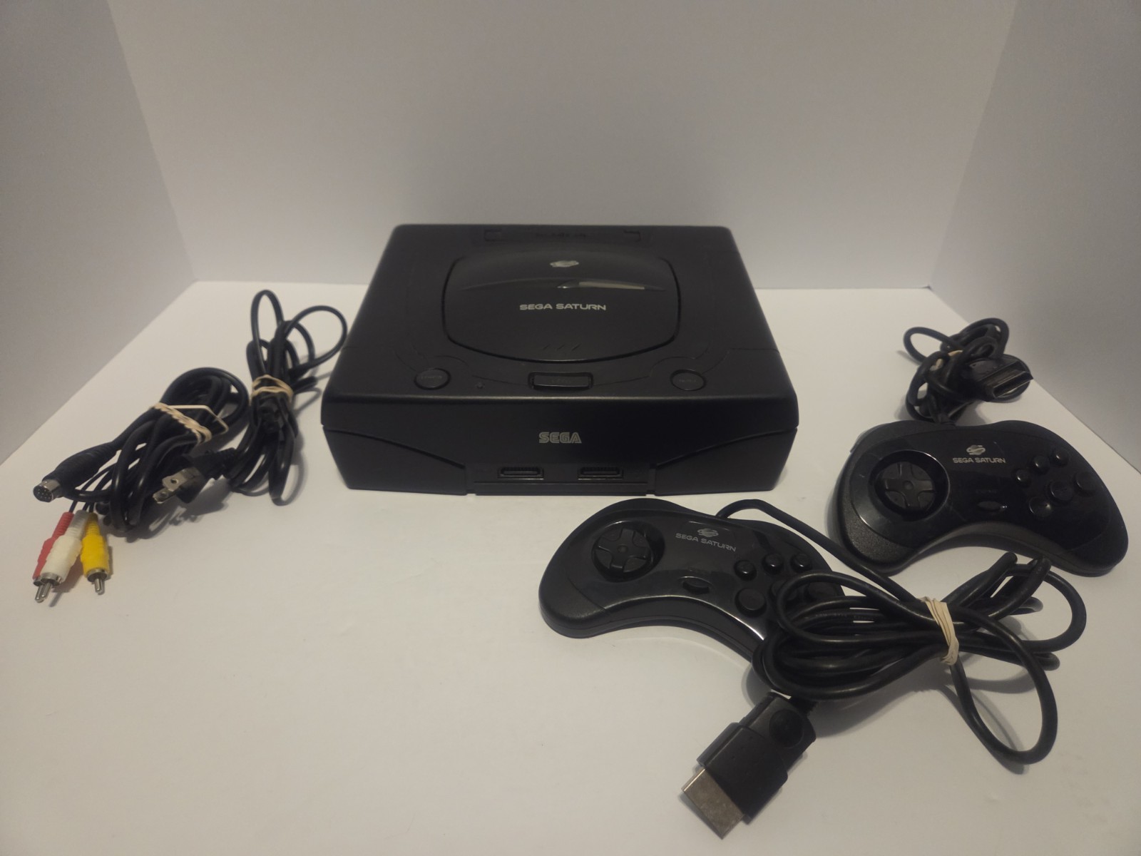 Sega Saturn Model 2 Console MK-80000 Black OEM Bundle w/ 2 Controllers, TW