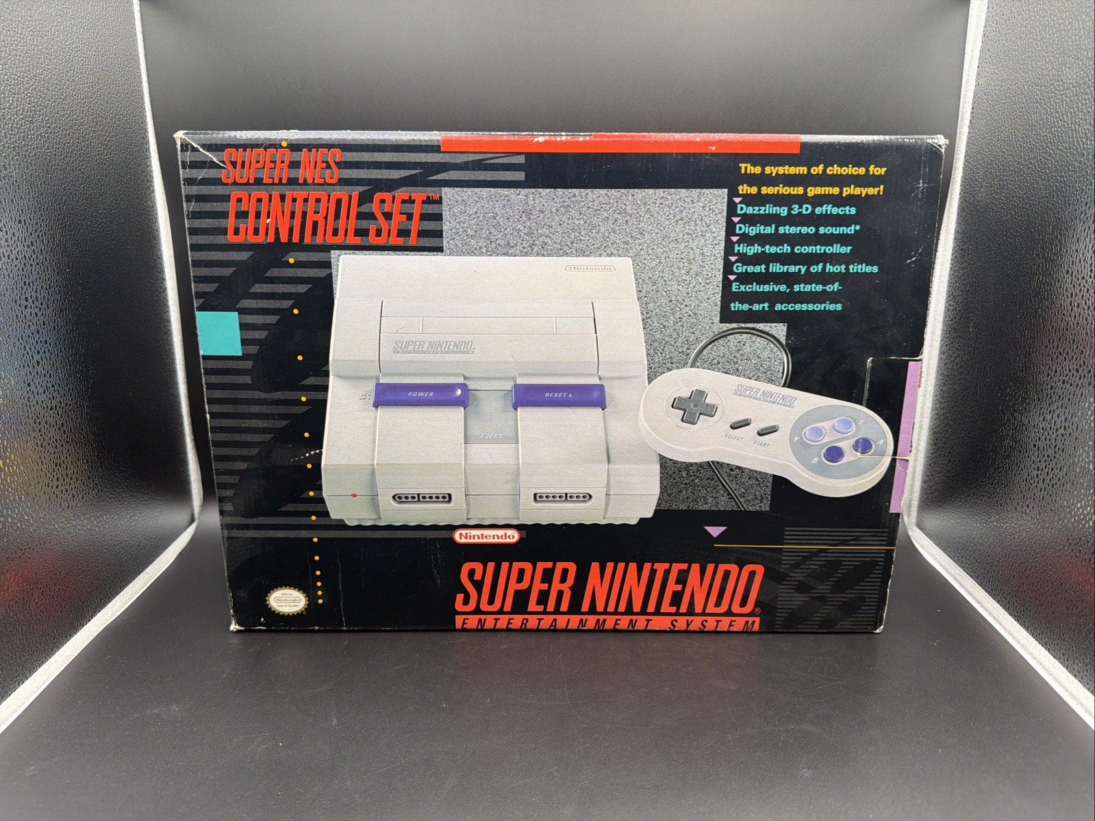 SNES Super Nintendo Control Set Console Complete CIB Tested/Working! Fast Ship