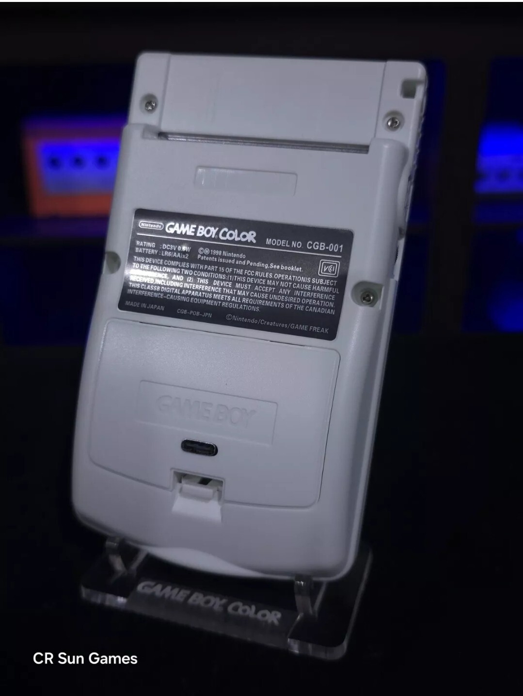 White Gameboy Color Console OLED Touch Screen And USB-C Rechargeable Battery