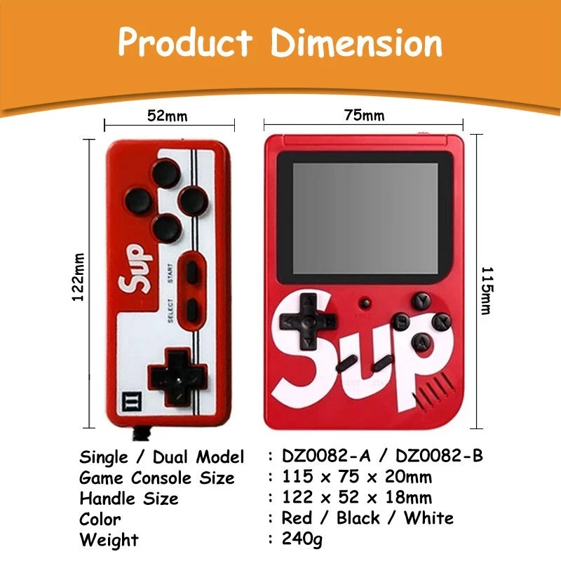 𝟰𝟬𝟬 𝗜𝗡 𝟭 Games Retro Classic Portable Screen 3 Inch Console 1 or 2 Players
