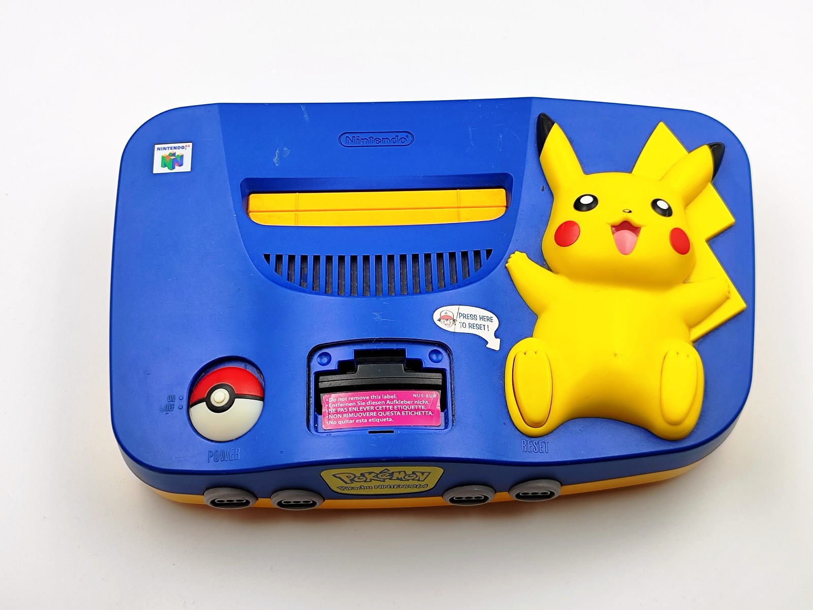 Nintendo 64 Pikachu Edition Console + Controller + Hey You Pikachu! NO PSU