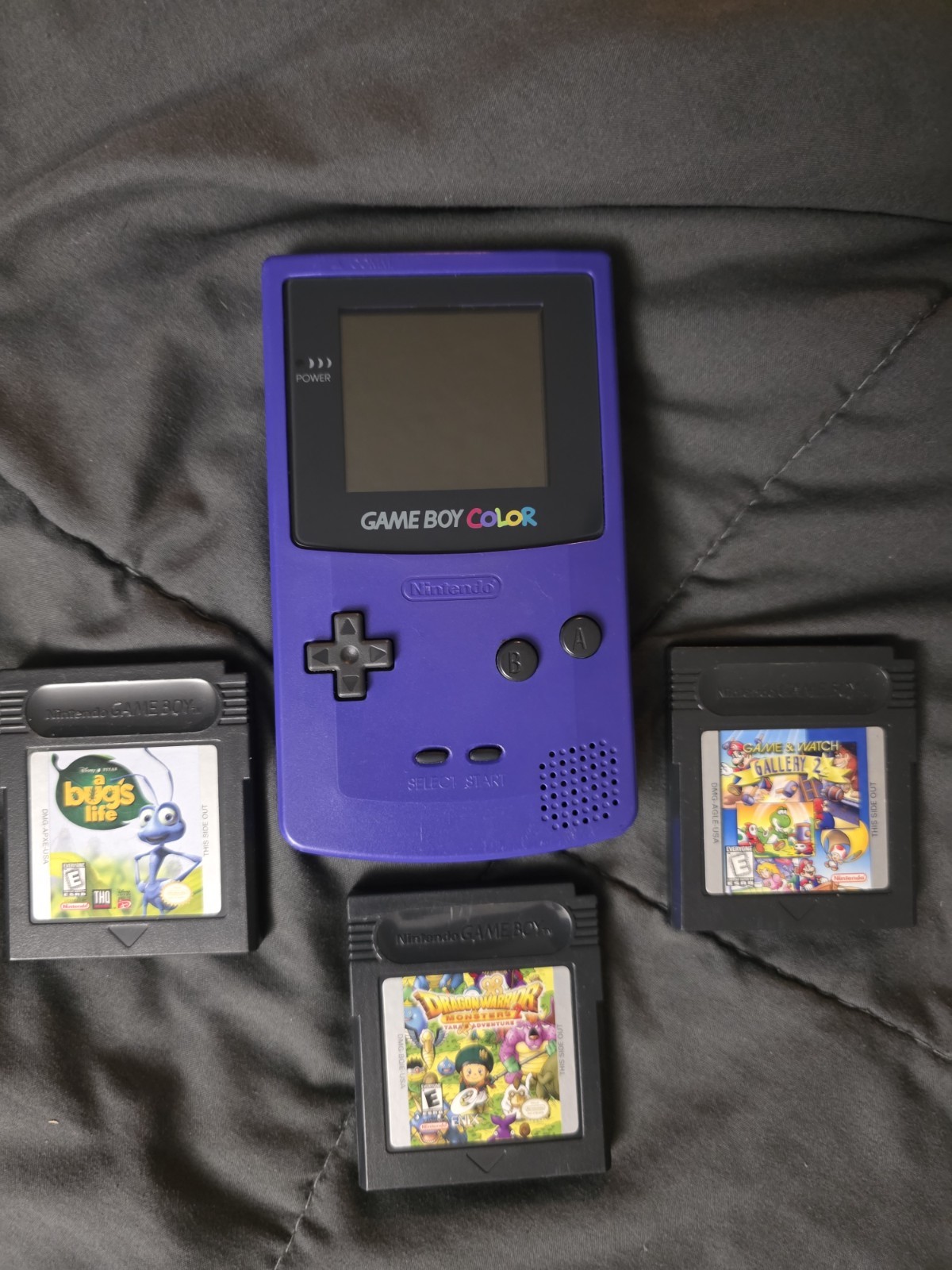 OEM Nintendo Game Boy Color Purple Console CGB-001 TESTED Bundle Dragon Warrior