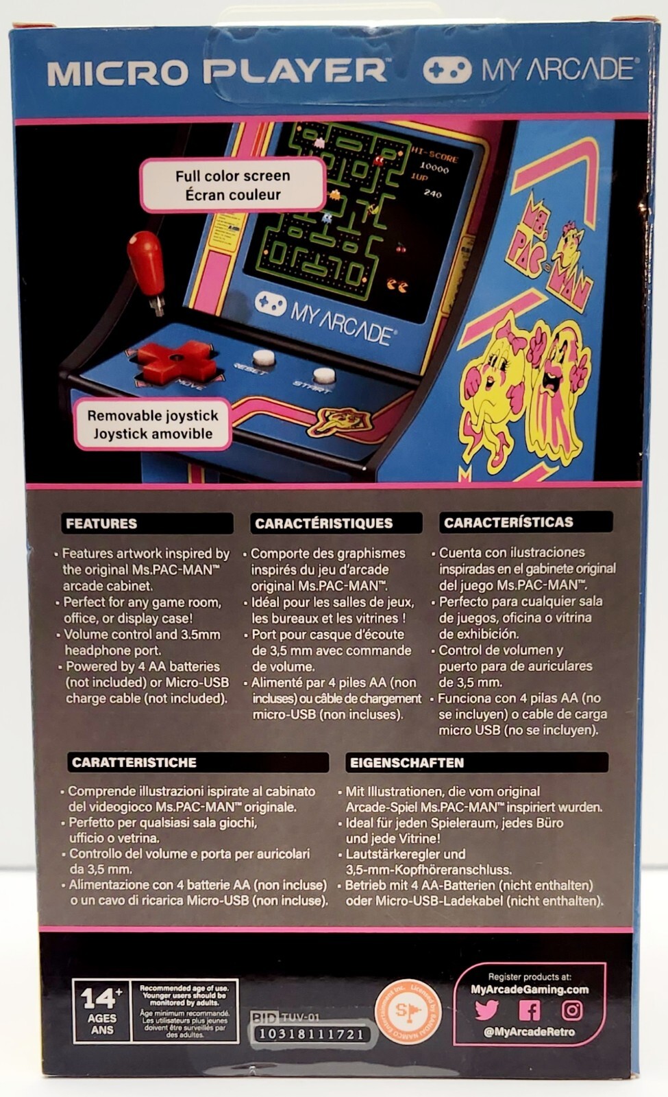 My Arcade Ms.Pac-Man Micro Player Retro Arcade – Multi-Color, New/Factory Sealed