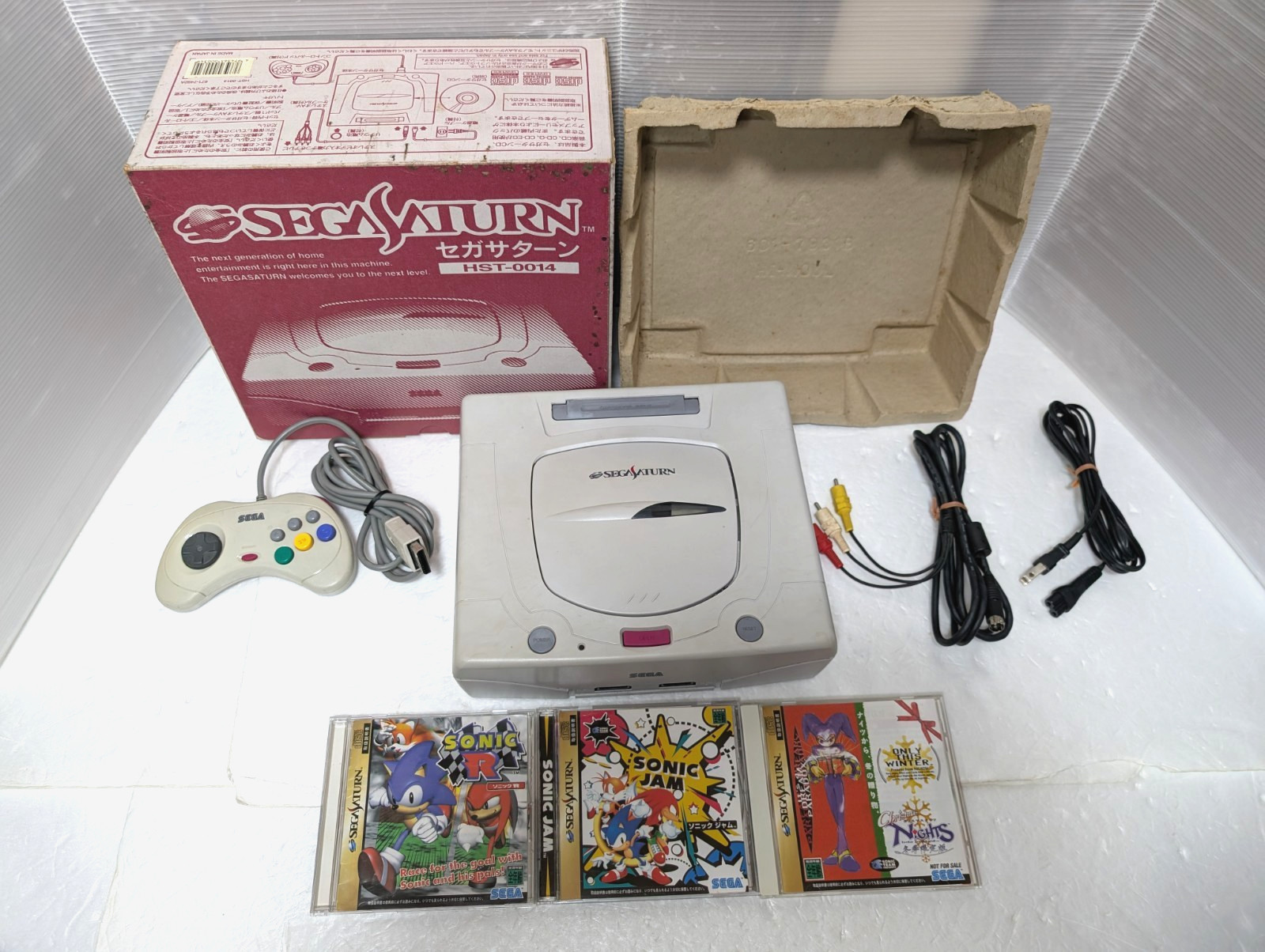 Sega Saturn White Console Sonic Jam Sonic R Japan Box