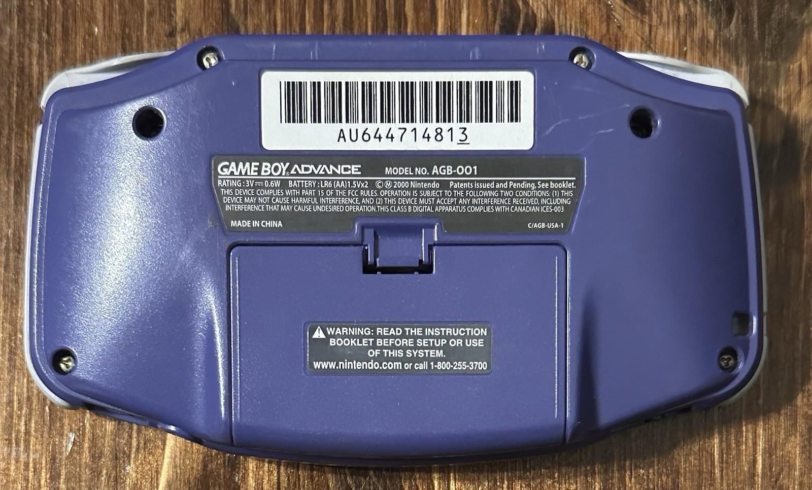 Nintendo Game Boy Advance GBA Console AGB-001 – Indigo Purple