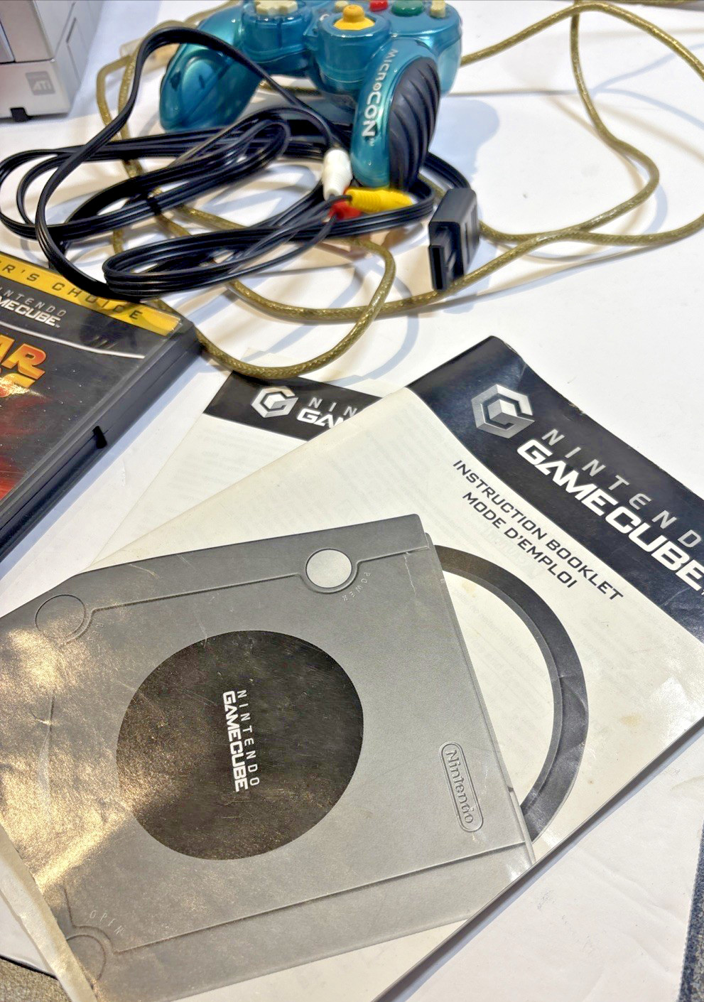 Nintendo GameCube Console – Platinum Silver w Games, Cords, Controller, Manual
