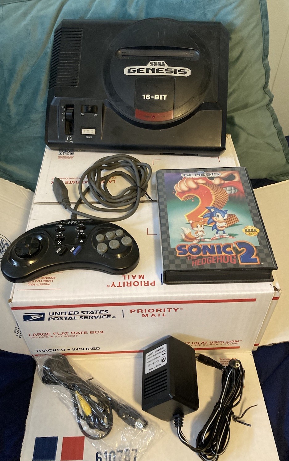 Sega Genesis 1 Console System – Black With Turbo Controller And Sonic 2