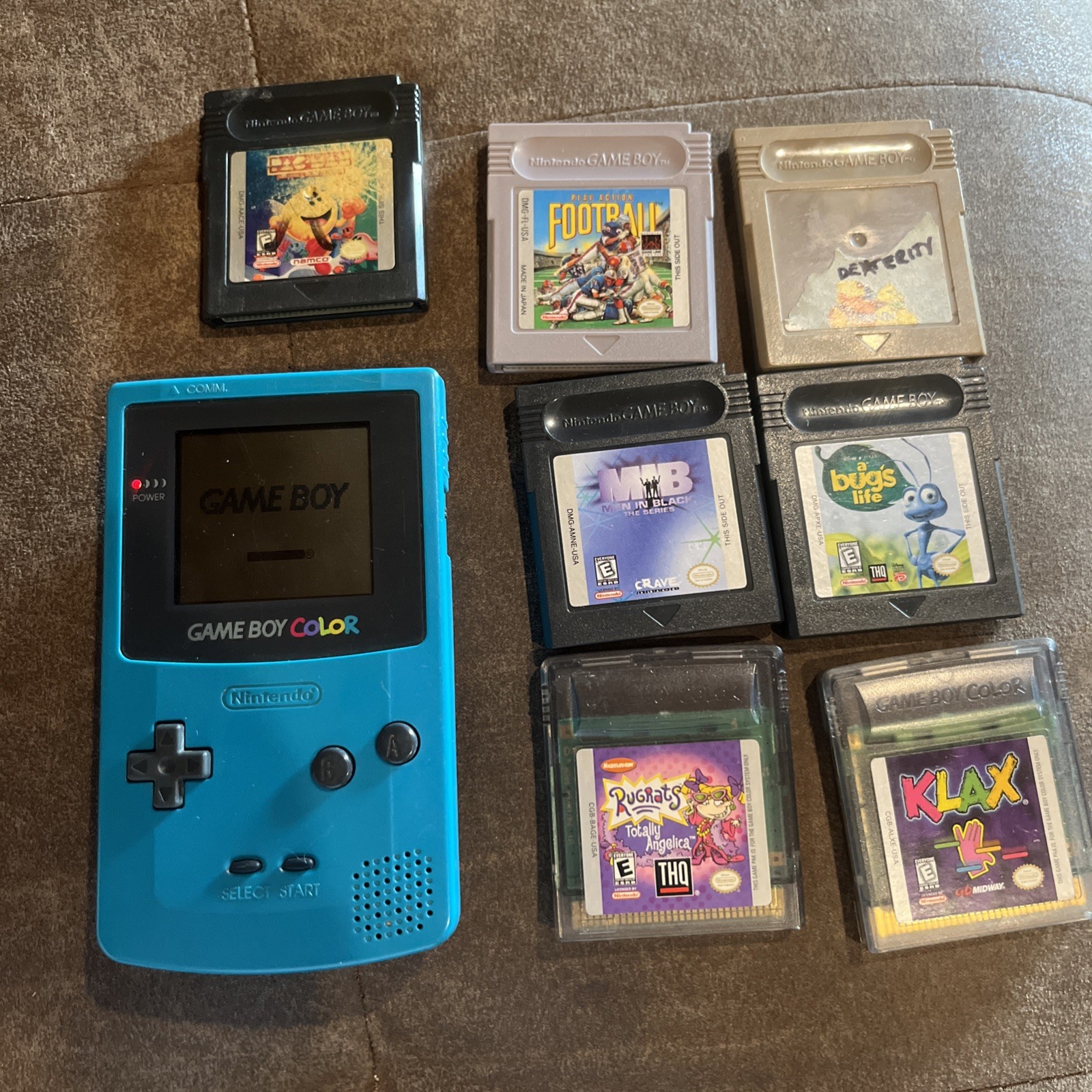 Nintendo Game Boy Color Handheld Game Console – Teal With 7 Games READ