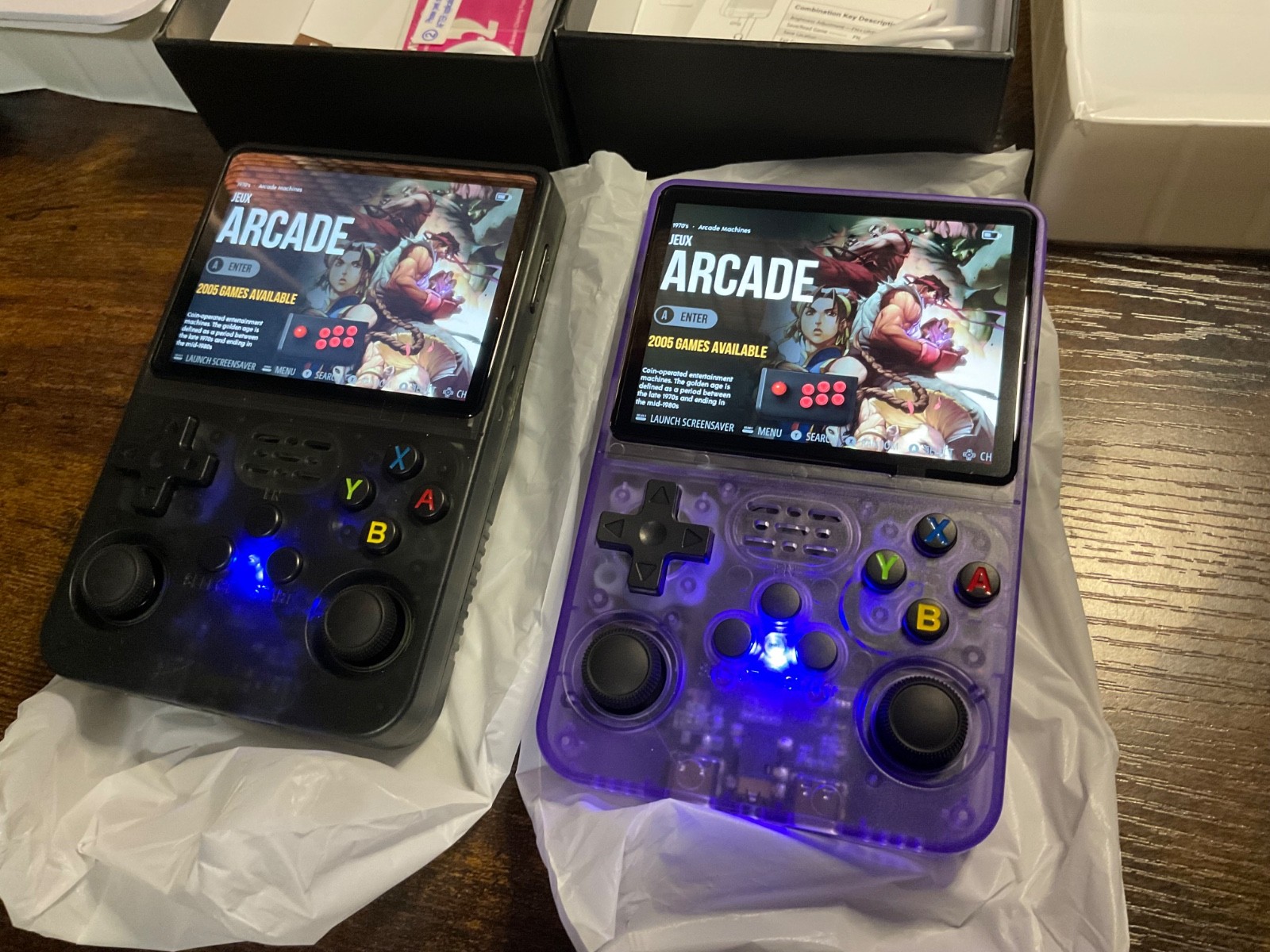 Nice! Open Box Retro Game Console R36S 64gb, Purple & Black – Lot of 2