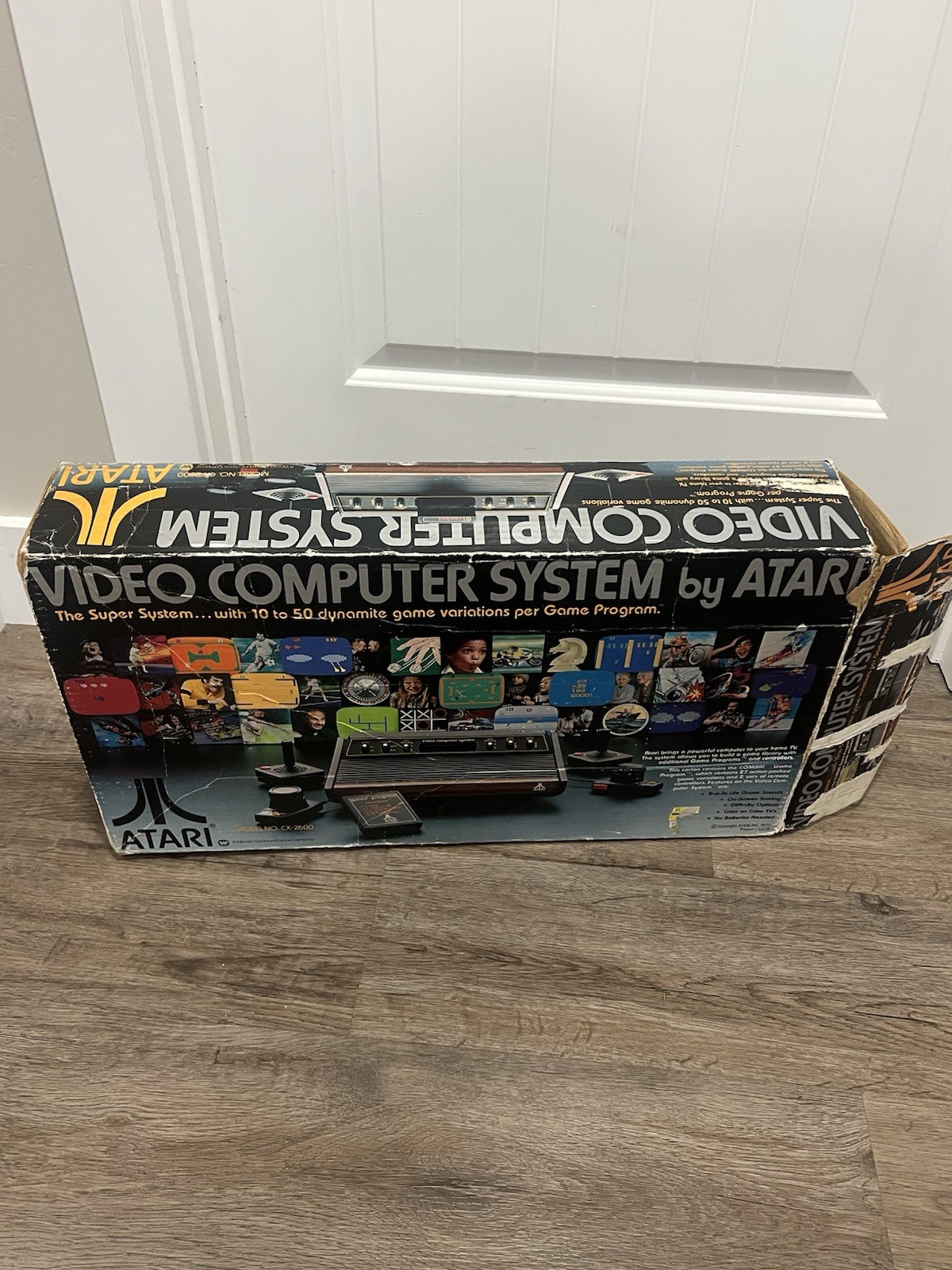 Rare 1977 Atari 2600 VCS Heavy Sixer Console Orig. BOX CHESS PIECE Gray Writing