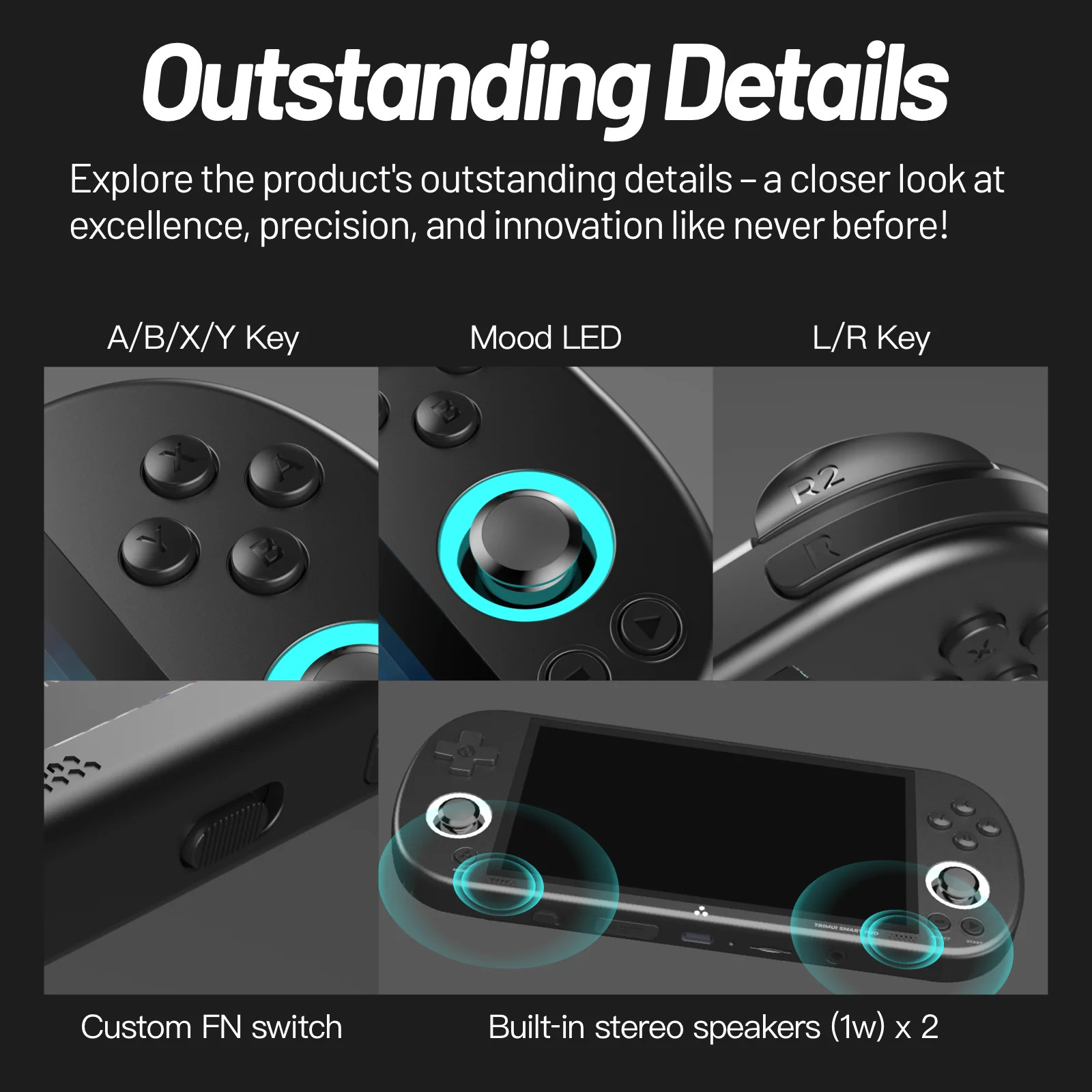 Smart Pro Handheld Game Console with 4.96” IPS Screen and RGB Lighting