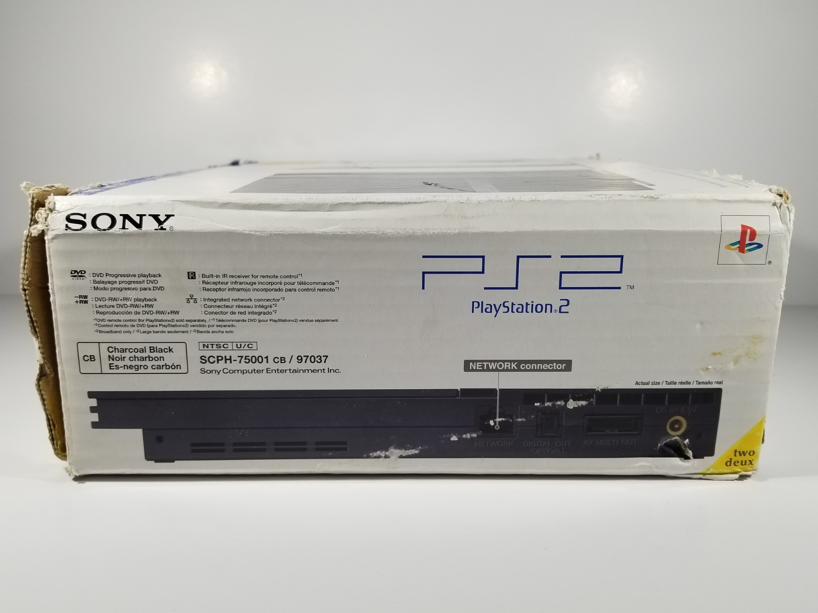 ¤ Sony PlayStation 2 Slim Black SCPH-75001 Console ¤ PS2 In OEM Box All Wires