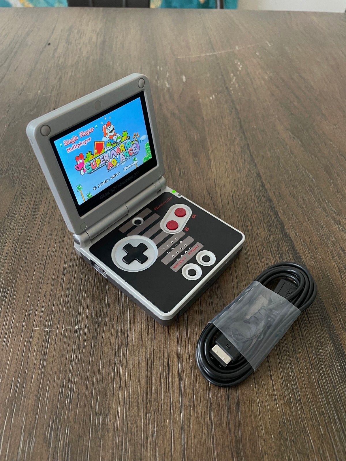 Nintendo GameBoy Game Boy Advance SP IPS V5 Custom NES Edition Backlit Screen