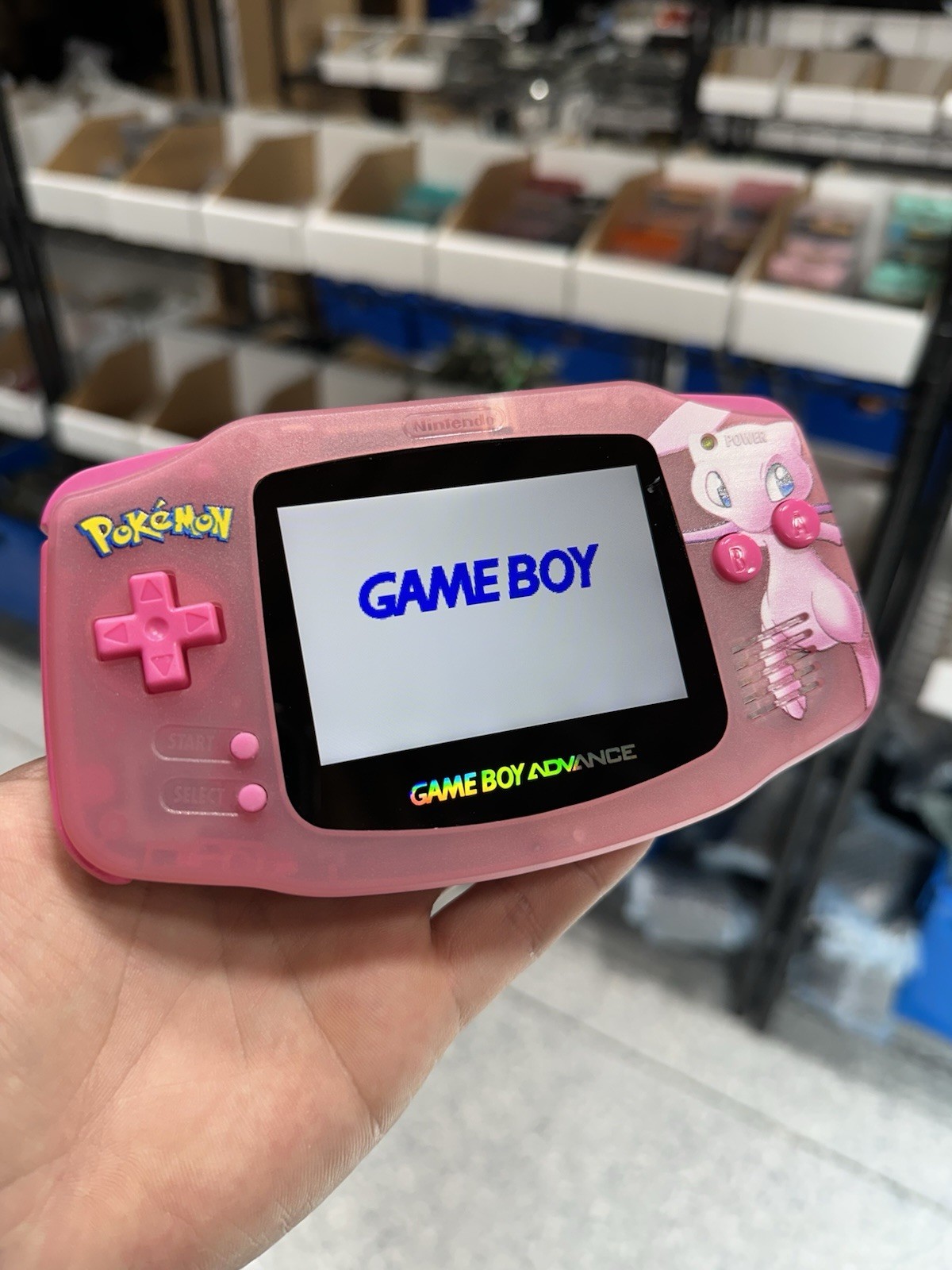Game Boy Advance GBA Custom IPS Backlit Screen UV Printed Shell Mew Pink USB-C
