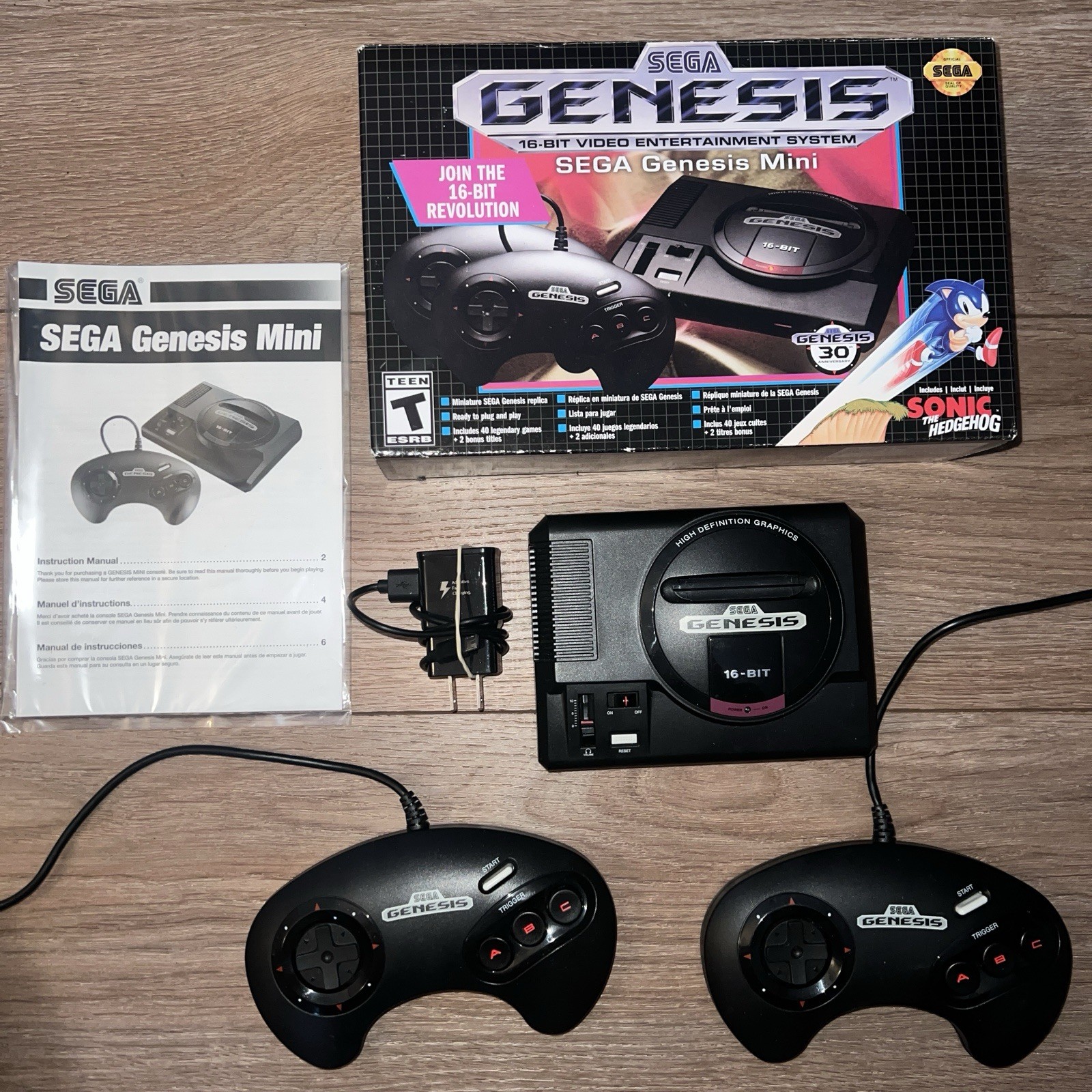 SEGA Genesis Classic Mini Console (MK-16000) w/ Box, Controllers, Manual, TESTED