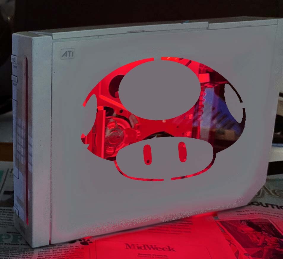 Custom Wii Top shell with RGB LED + Optional Wii console with AVE-Hdmi installed