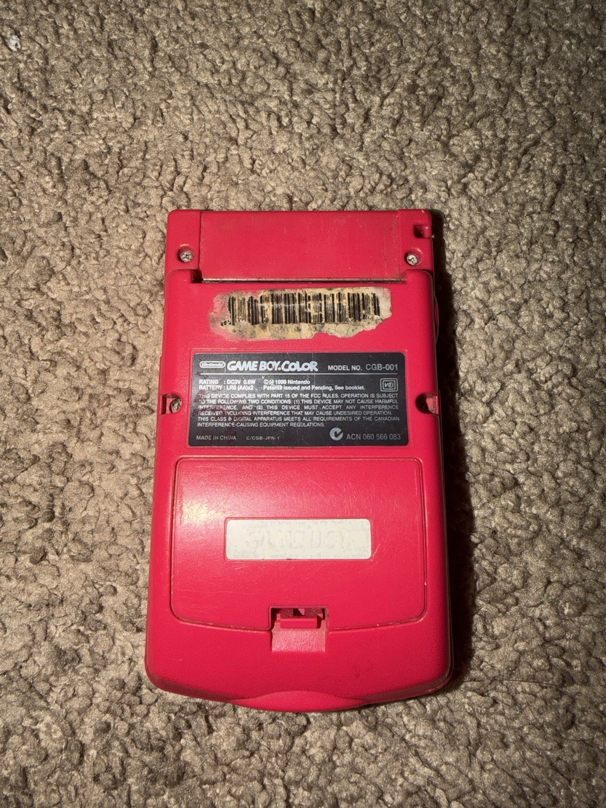Nintendo Game Boy Color CGB-001 Red Handheld System Console with Headphone Jack