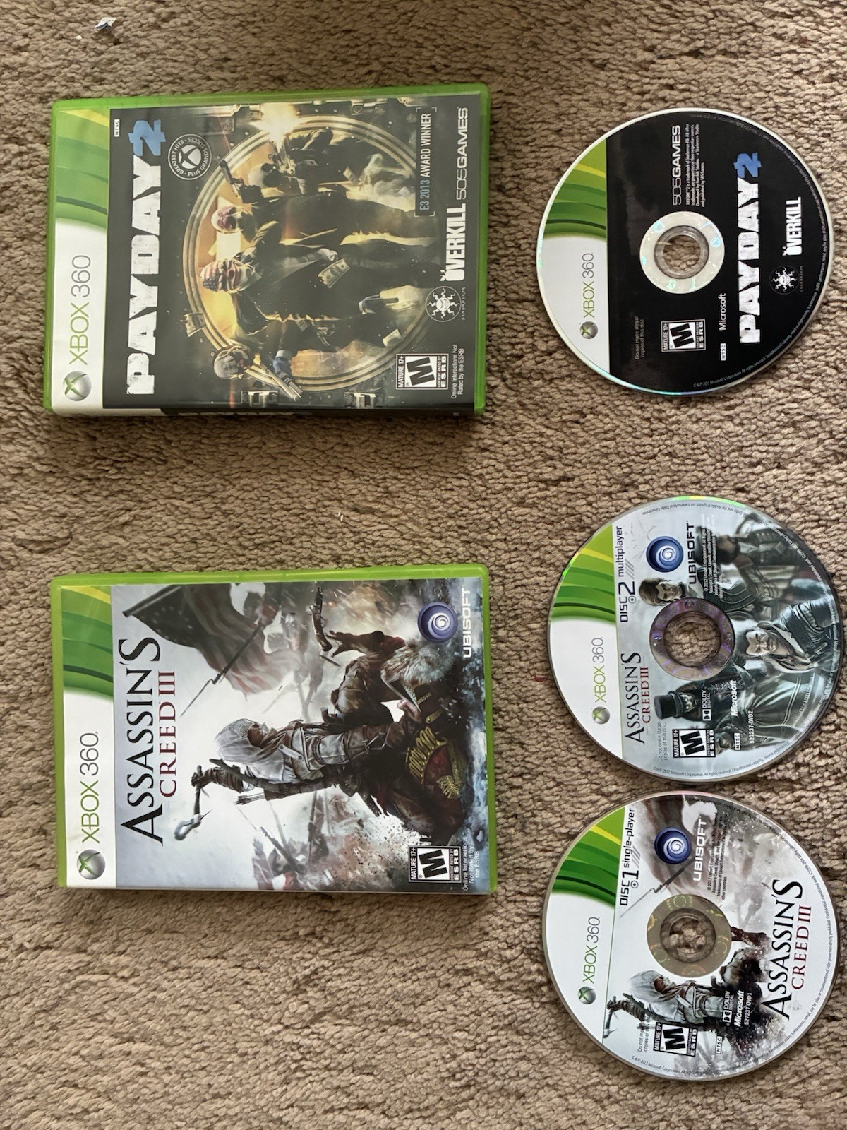 Xbox 360 Console E Console w/ 2 Controllers & 2 Dongles (No HDMI Cable) 23 Games