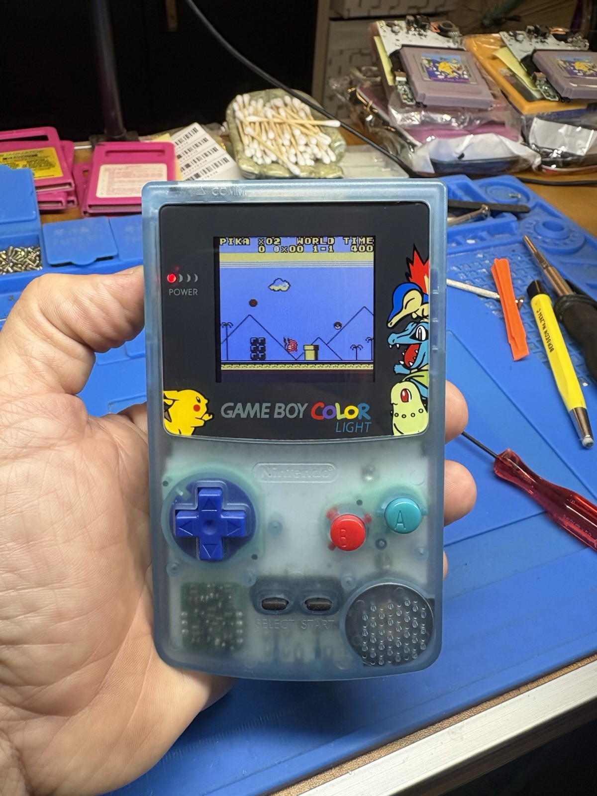 Backlit GITD Pokémon Gameboy Color Nintendo GBC Cartridge Pikachu NES Anime