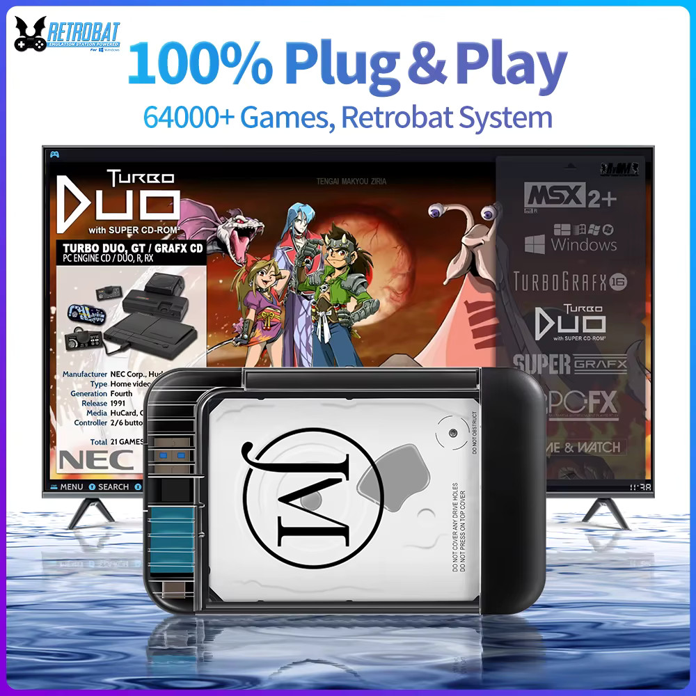 Portable 500GB Gaming HDD Console Retro Game Plug & Play External Hard Drive