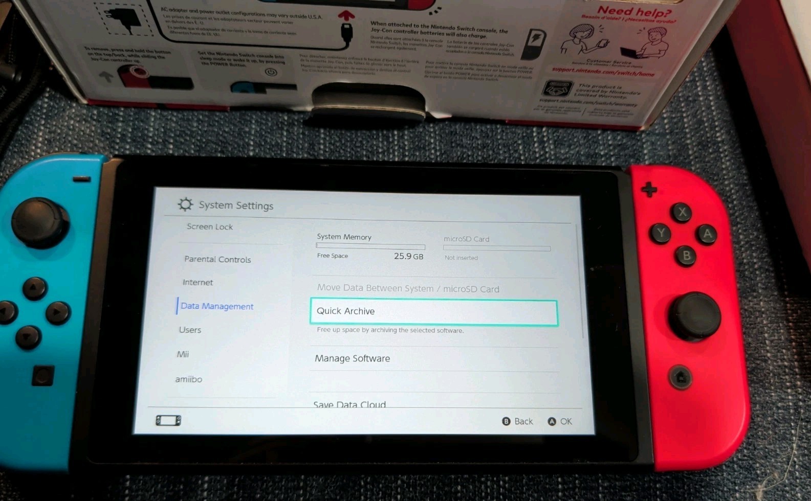 Nintendo Switch System with Neon Blue and Neon Red Joy-Con (HAC-001-01)