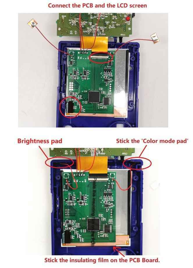 GameBoy Color Q5 XL IPS Backlight Kit with OSD + Pre Trimmed Shell Game Boy GBC