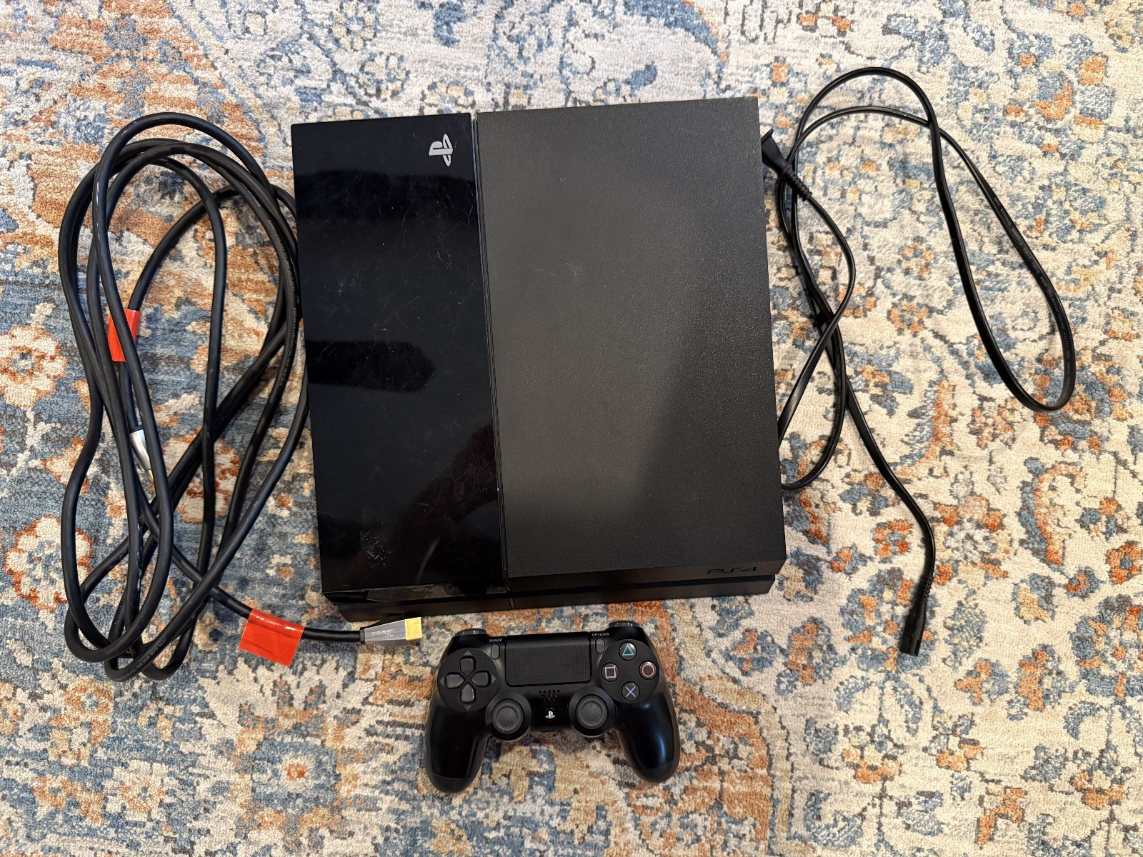 Sony PlayStation 4 500GB Jet Black Console with Controller and Wires