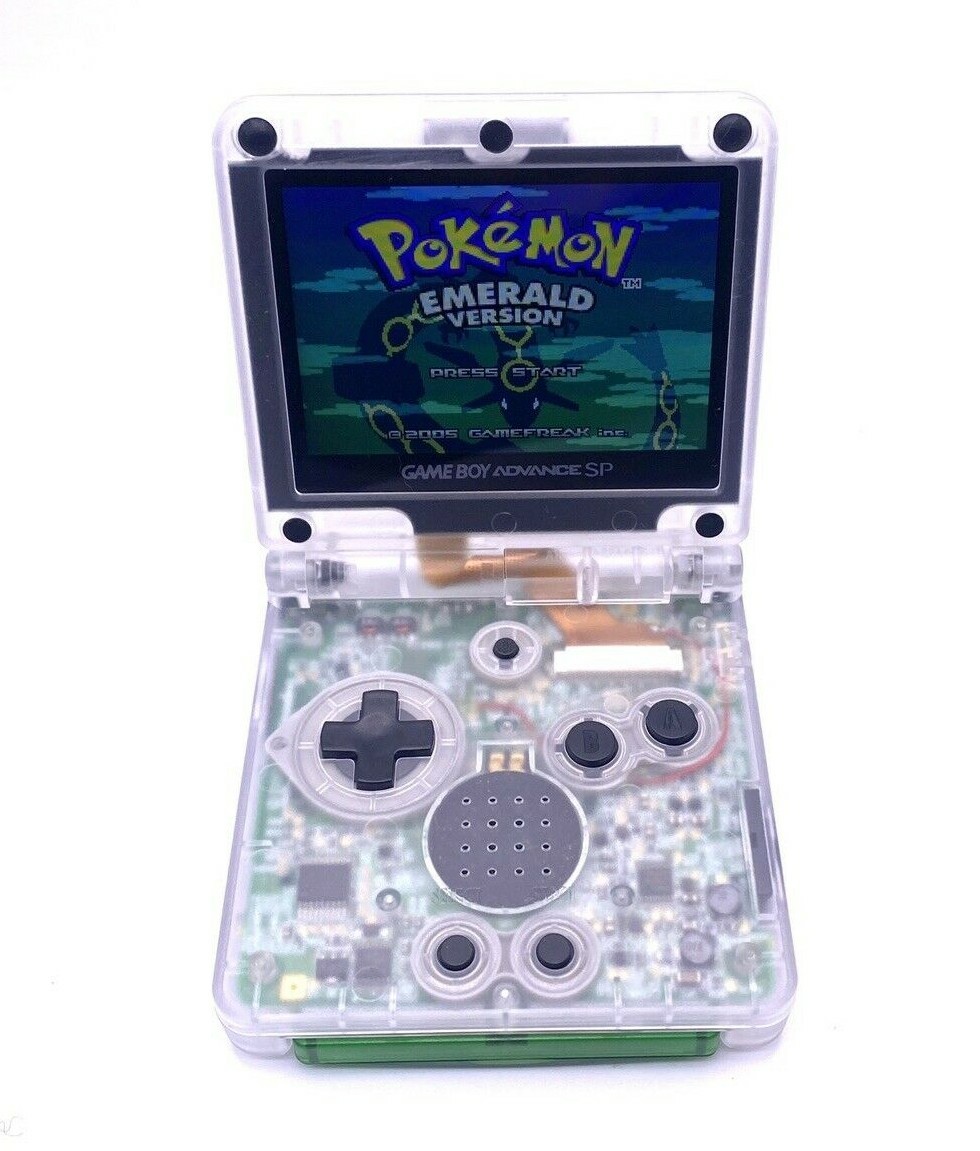 Gameboy Advance SP Gba Sp IPS V2 in transparent shell with charger bundle