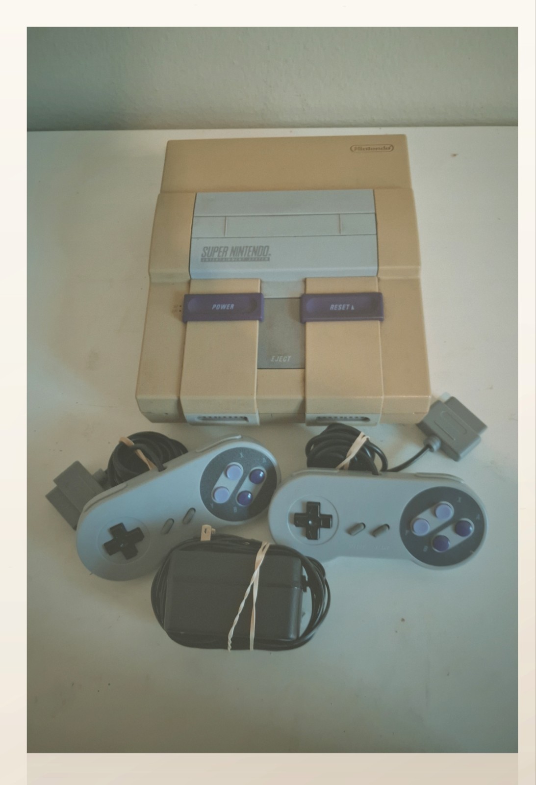 Nintendo SNES Super Nintendo Console w/ 2 Controllers & Power Adapter