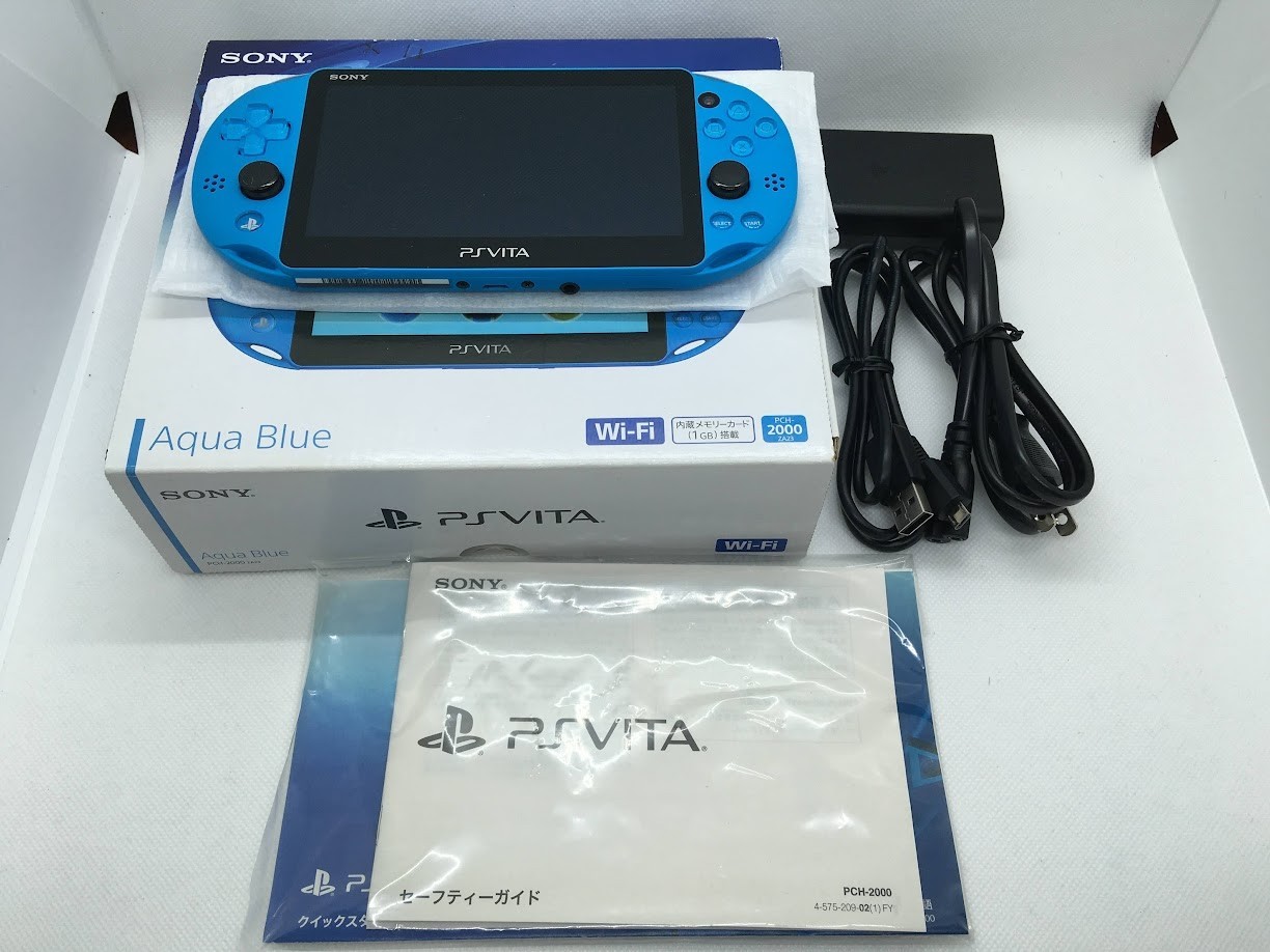 [N MINT] Sony PS Vita Aqua Blue PCH-2000 ZA23 Slim Console Wi-fi w/Box