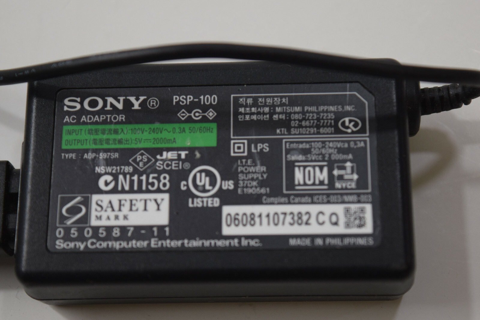 OEM Sony PSP-100 Charger 5V AC Adapter For Sony PSP 1001 2001 3001