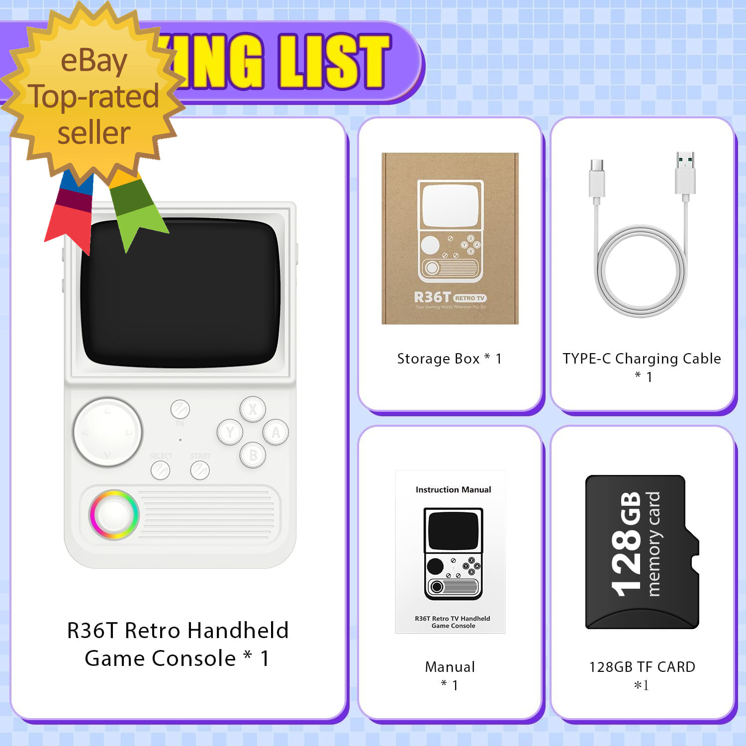 R36T Retro Gaming Console 3.5”IPS Screen Crt-Inspired Handheld Game Console