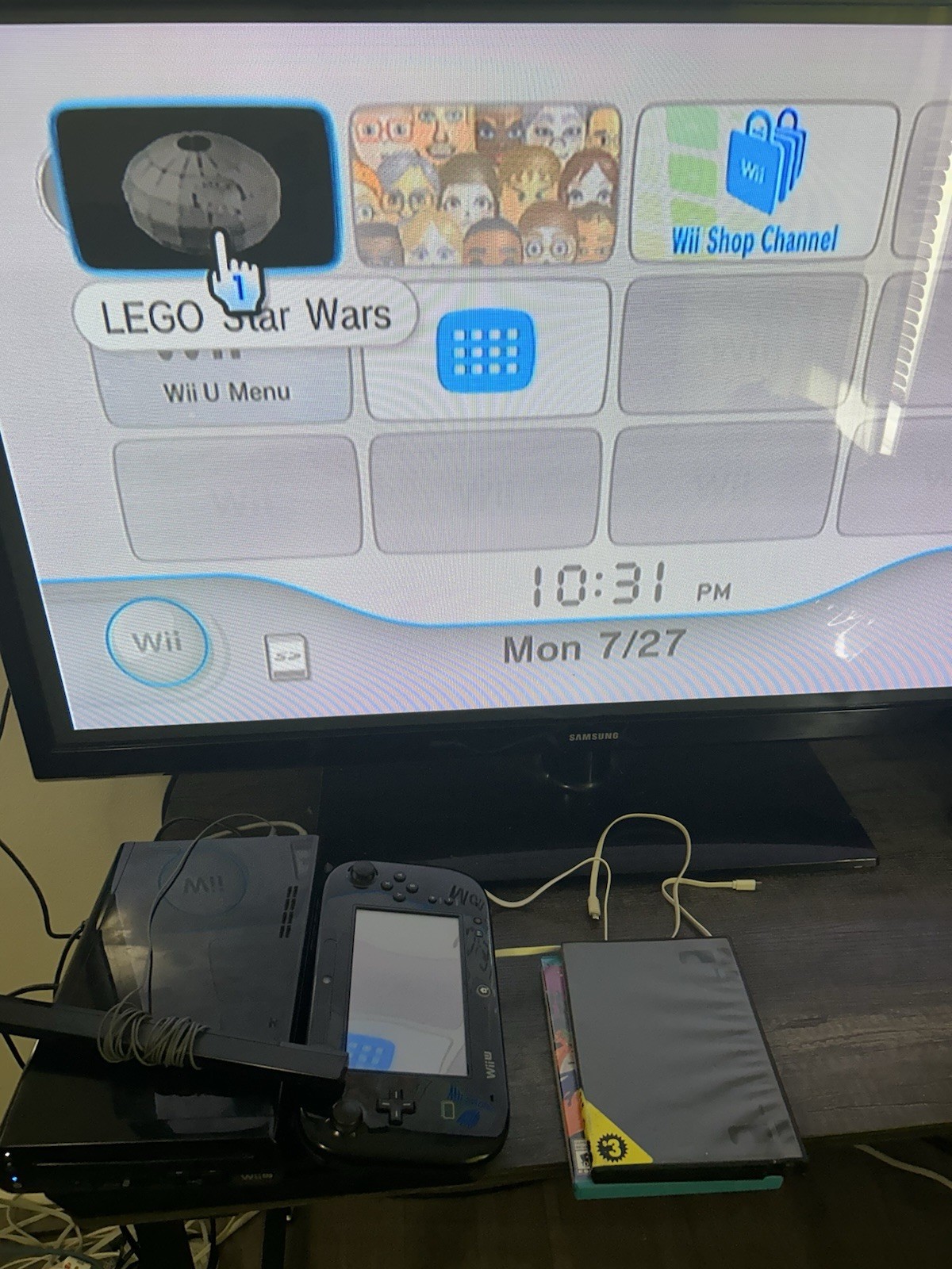 Wii U Console Gamepad Black Complete Set All Cords Games & Charging Cable & Dock
