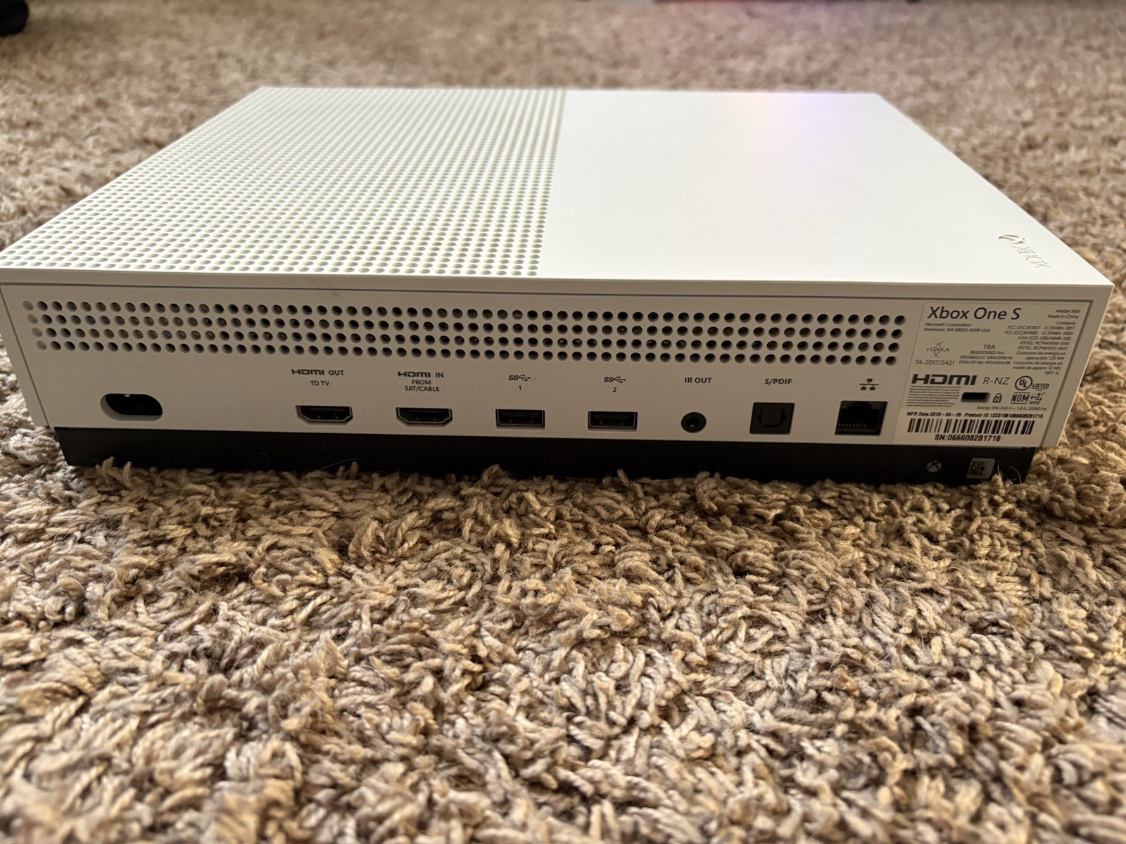 Microsoft Xbox One S White Home Console w/ Controller, Wi‑Fi, HDMI USB Ethernet