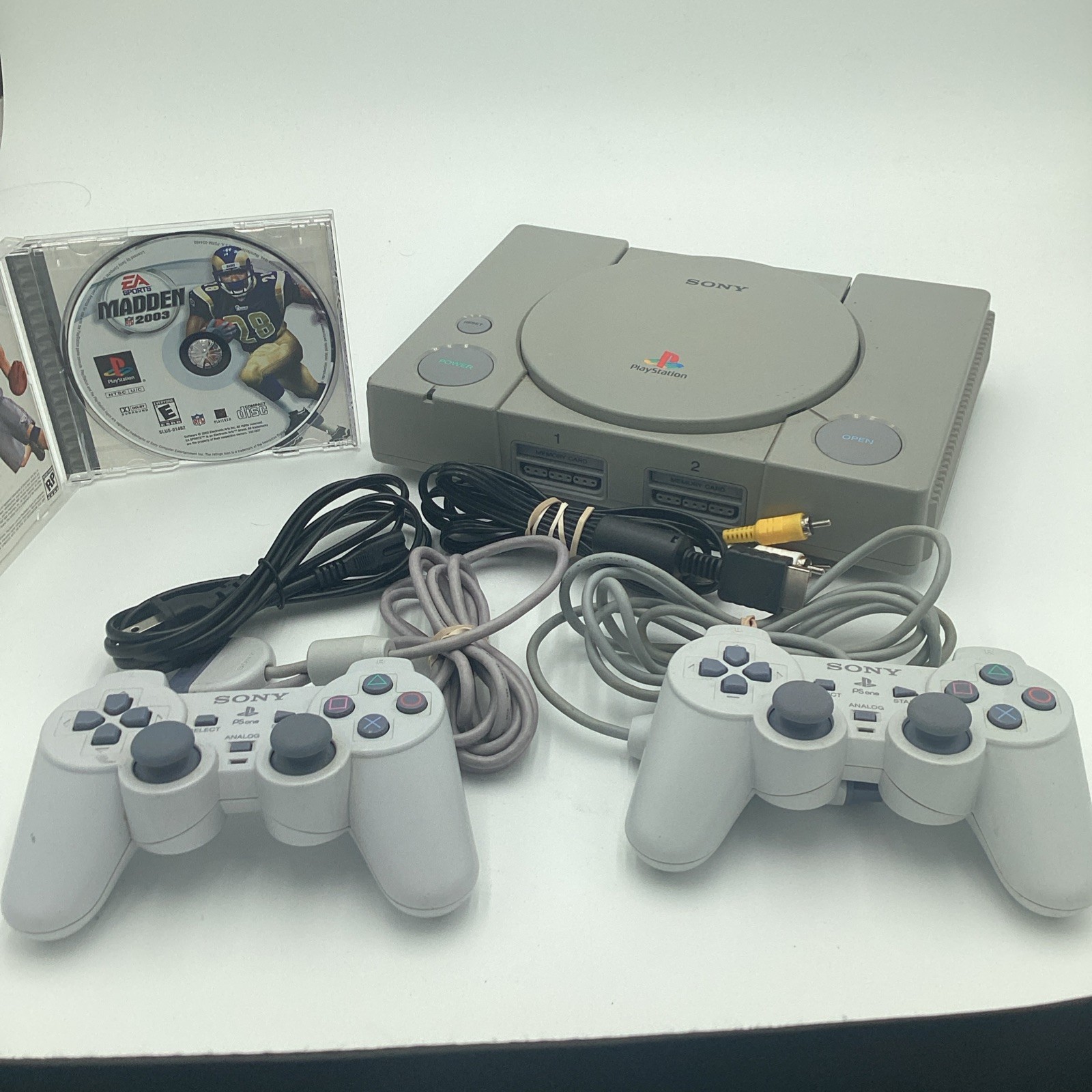 Sony PlayStation 1 Bundle With Two Controllers, All The Cords, And Madden 03