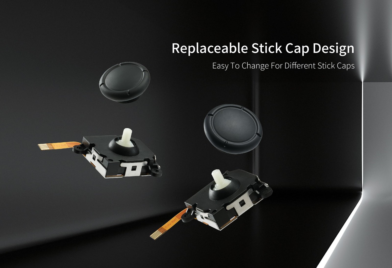 GuliKit Switch Joysticks Replacement, Updated Anti-Drift TMR Black