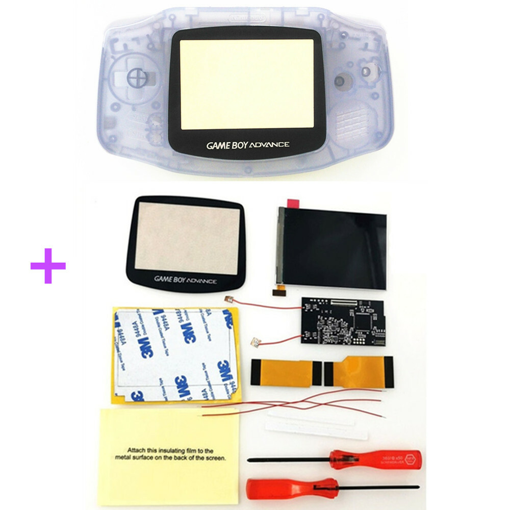 8 Colors GBA V2 IPS Backlight LCD Mod & GBA Pre- Cut Full Housing shell kit
