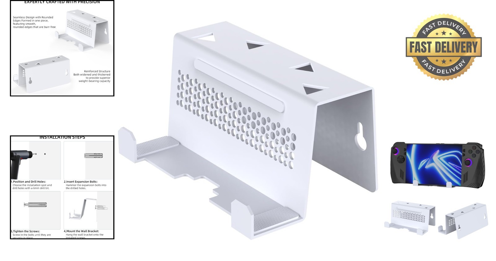 Sturdy Iron Wall Mount for ROG Ally X & SteamDeck Consoles – Lightweight Design