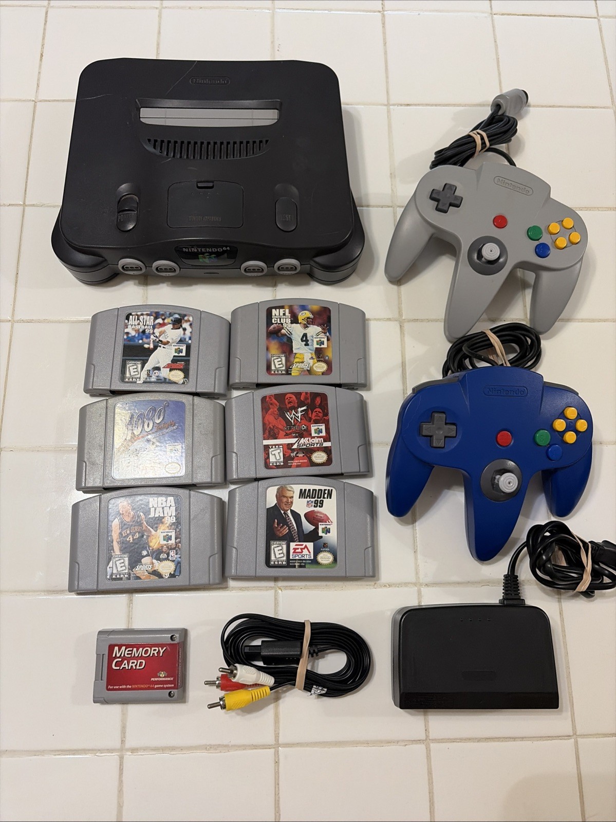 N64 Console Bundle 6 Games 2 controllers Memory Card TESTED