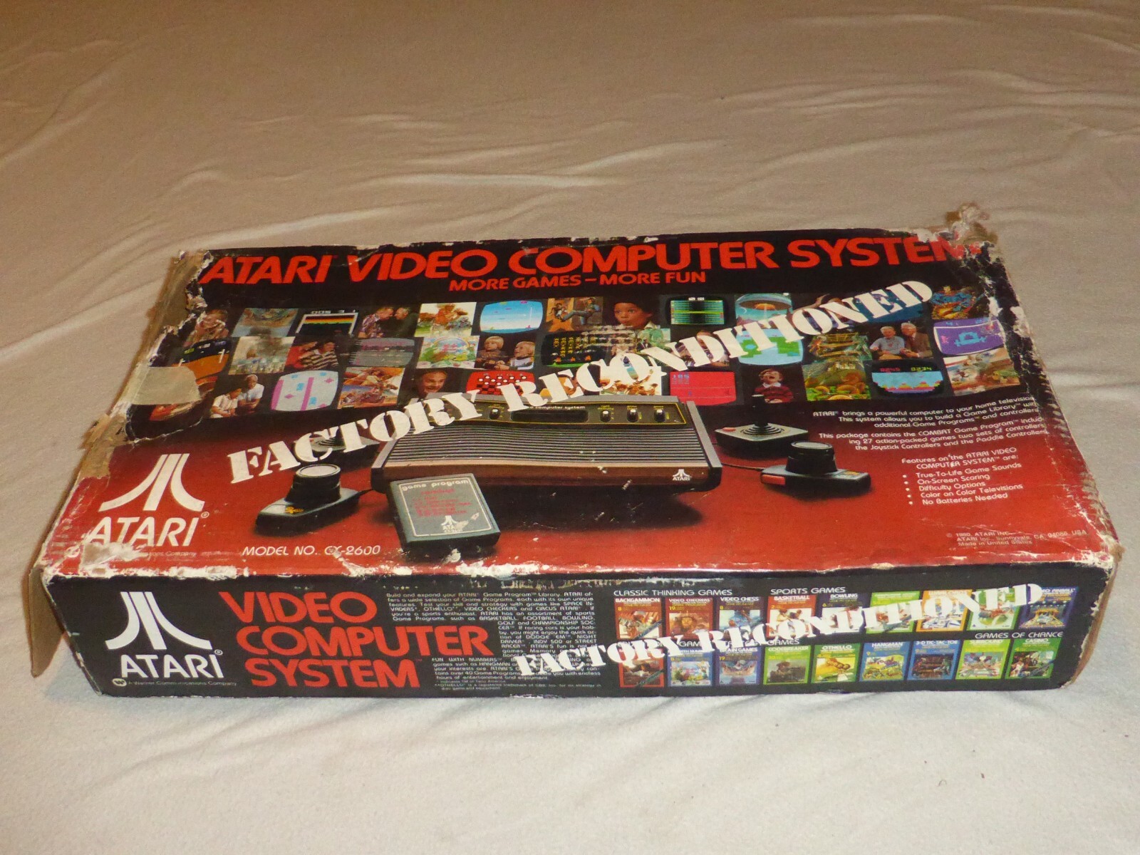 ATARI 2600 VIDEO COMPUTER SYSTEM FACTORY RECONDITIONED CX-2600 W BOX TAIWAN