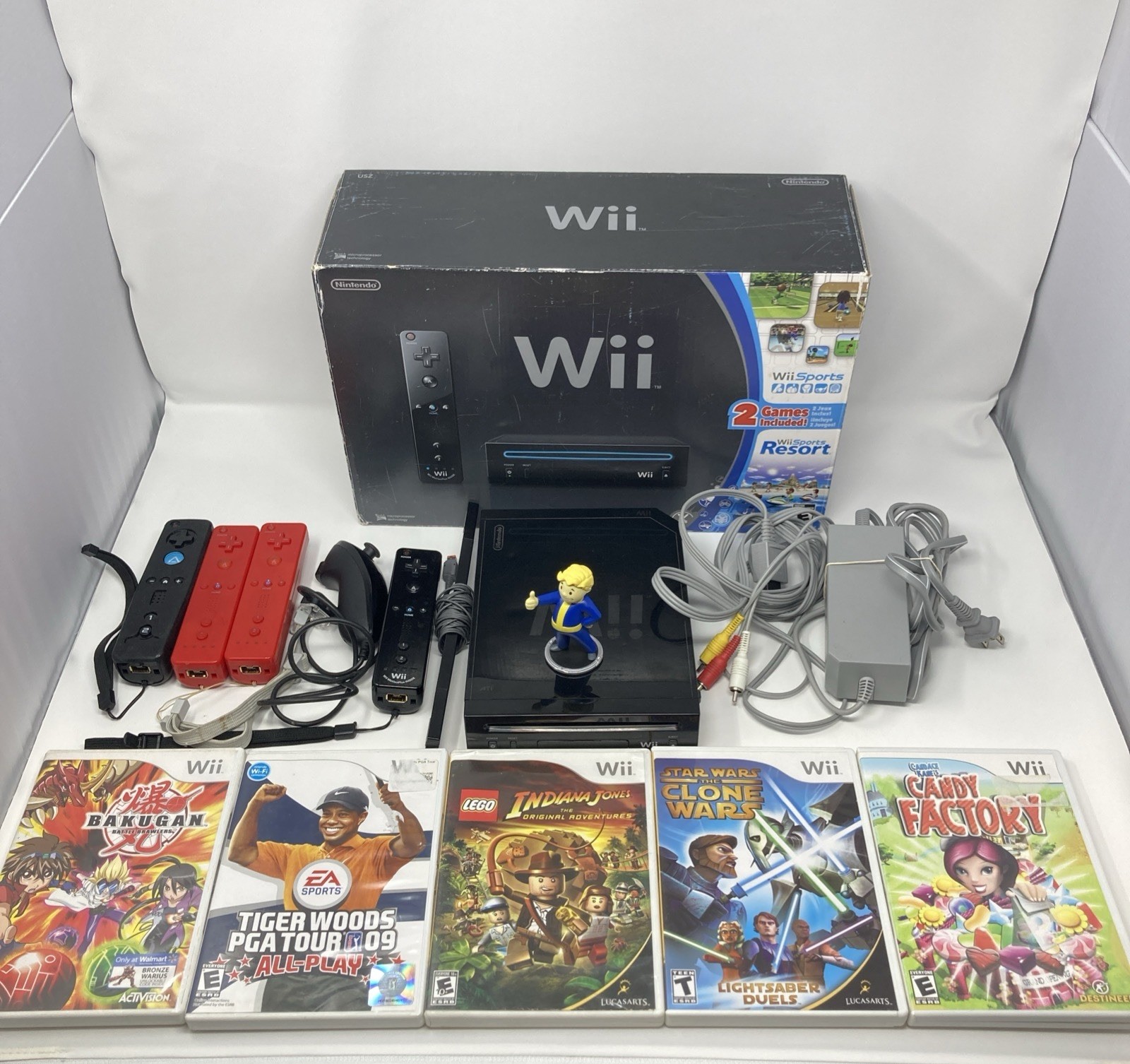 Nintendo Wii Console Black Wii Sports Edition With 4 Wii Remotes And 5 Games